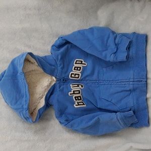 Baby Gap Logo Sherpa Lined Zippered Hoodie Jacket 6-12 mos